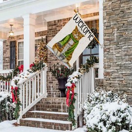 Cat Scarf Winter House Flag 12x18 Inch Vertical Double Sided Burlap, Welcome Sign Holiday Christmas Yard Outdoor Decoration DF150-28