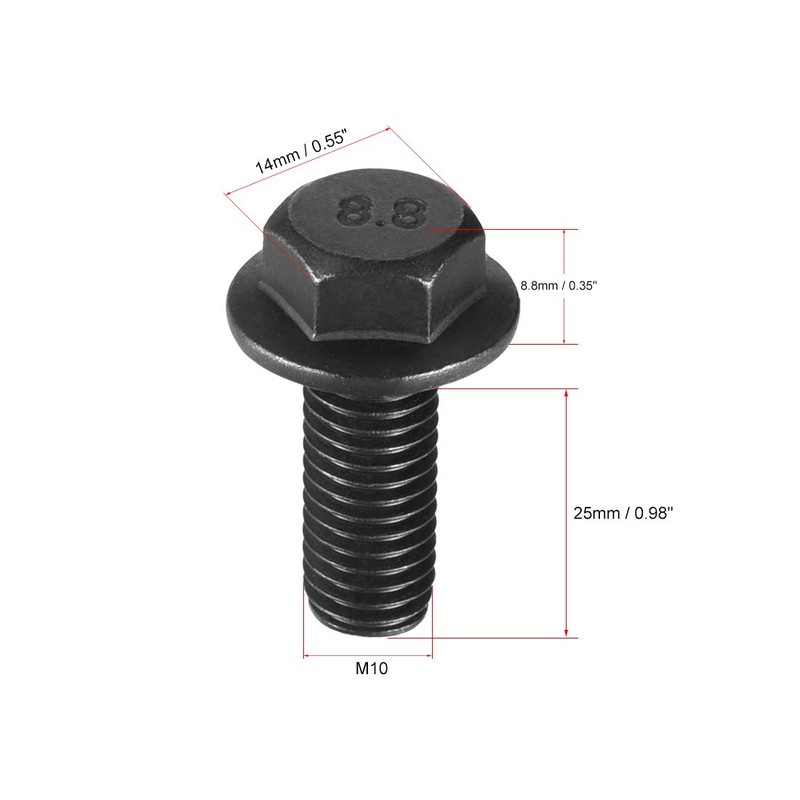 sourcing map Metric M10x25mm Hex Flange Bolts Left Hand Thread