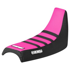 Yamaha PW 50  High Traction Gripper Seat Cover  BLACK/ PINK/ BLACK ribs #91