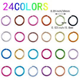 WEWAYSMILE 2040pcs 24 Colors 10mm Aluminum Wire Open Jump Rings, Mixed Size Round Ring Connectors, Aluminum Jewelry Connector Rings,for Jewelry Necklaces Bracelet Pendant Making DIY Craft