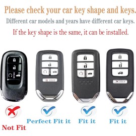 Yonmcfn for honda key fob cover with metal/leather keychain,TPU Key case,compatible with 2021 2022 Accord Civic Crosstour CR-V CR-Z Odyssey Remote smart Key,5 buttons Black