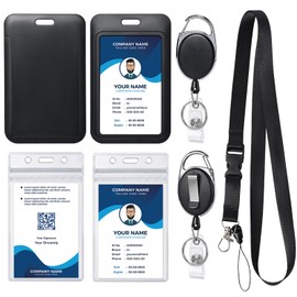 Retractable ID Badge Holder with Breakaway Lanyard, Heavy Duty Badge Reel with Carabiner Clip, Detachable Keychain, Sturdy ID Card Holder for Nurse Officer Teacher Security Staff Women Men