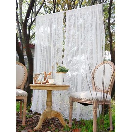 Devola Lace Curtains White Curtain Transparent Flowers Kitchen Curtains Country House Style Panel Curtains Long Balcony Door Window Curtains for Living Room H x W 100 x 140 cm 1 Piece