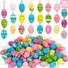  EOBOH Easter Tree Ornaments: Hanging Decorations with 24 Kinds of Rabbit Flower Plastic Easter Eggs and Tapes, Colorful Eggs Bulk for Outdoor and Indoor Egg Hunting Spring Activity