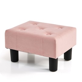 BRIAN & DANY Small Foot Stool, Velvet Foot Stools with Legs, Stable Small Footstool for Living Room, Pink