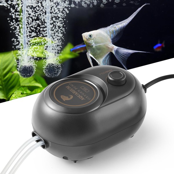 FEDOUR 2.5W 4W 6W Aquarium Air Pump, Powerful Adjustable Fish