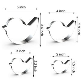 Bird Cookie Cutter Set - 5 inch, 4 inch, 3 inch, 2 inch - 4 Piece - Stainelss Steel