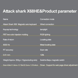 ATTACK SHARK X68 HE Wired Gaming Keyboard, Mechanical Keyboard, Computer Peripherals Suitable for Office PC Laptop Use, Tech Gadgets:_White Contour Line_1 count