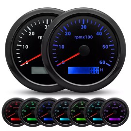 MAIMEIMI 85mm GPS Speedometer 0-160MPH w/Tacho & 52mm Fuel Temp Oil Volt Trim Gauge SET
