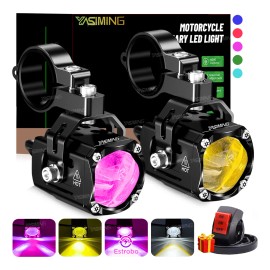 Nuevo 2 Faros Luces Led Auxiliares 4 Modos Lupa Estrobo Moto