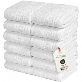 nice homeit Set of 12 Mini Hand Towels 30x30cm Face Guest 100% Ring Spun Cotton Hand Baby Makeup Kitchen Home Travel Lightweight Soft Absorbent White