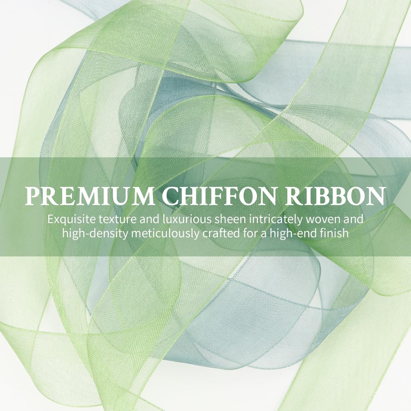 6-Roll Sheer Organza Ribbon 1" x10yd, Mixed Colours, Satin Hem