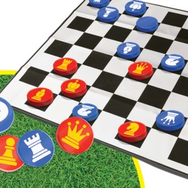 CTG Summer Zone Giant Chess Game - Set of 3ft x 3 ft Play Mat and Giant Chess Pieces - Take Your Game to The Next Level -Portable Chess Game Set for Kids and Adults - Perfect for Outdoor Fun