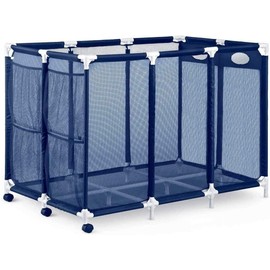 Modern Blue Pool Storage Bin - XX-Large | Nylon Mesh Basket Organizer For Your Goggles, Beach Balls, Floats, Swim Toys & Accessories | Air Dry Items Quickly & Easily Roll To Your Home Garage or Shed