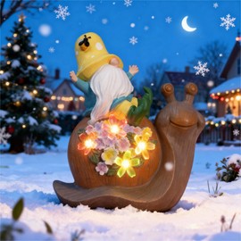 Etlemonde Solar Gnomes Outdoor Snail Garden Statue for Yard with Outdoor Decorations for Patio Mom Gift