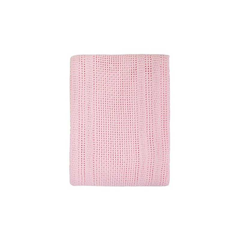Pram Cotton Cellular Blanket (Pink) - 6089PI