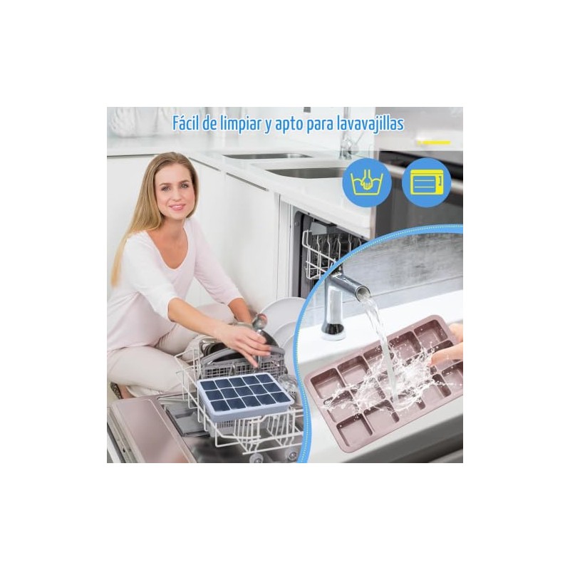 Bandejas Para Cubitos de Hielo, JASUVII Molde para Cubitos Silicona,