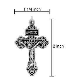 Silver Tone Pardon Crucifix Necklace Pendant - Religious, Christian, Catholic, Jesus, 2 Inch