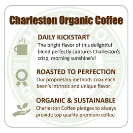 Charleston Coffee Roasters | Specialty Organic Ground Coffee | Hand Picked, Premium Slow Roast (Charleston Organic, Medium Roast) 12oz