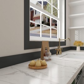 Wallink Black Wallpaper Border Peel and Stick - Solid Black Border for Bathroom, Mirror Frame Border Solid Color Wallpaper Vinyl Wrap, 3x236 Inch, Self Adhesive, Mirror Frame Vinyl