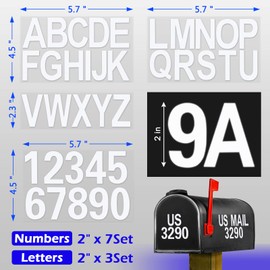 Seloom 148 PCS 2" Reflective Mailbox Numbers Stickers for Outside,White Numbers and Letters Stickers Address Numbers for Mailbox,Self Adhesive Vinyl Waterproof Mailbox House Decals for Door Cars Home