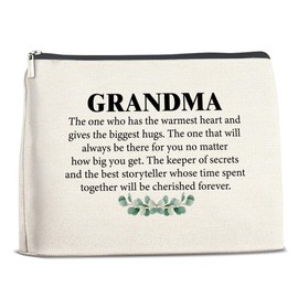 FYDHQSS Gifts for Grandma Makeup Bag, Grandmother Gift from Granddaughter Grandson Grandkids Cosmetic Travel Bag, Best Grandma Gifts Ideas for Birthday Christmas Zipper Toiletry Pouch for Purse