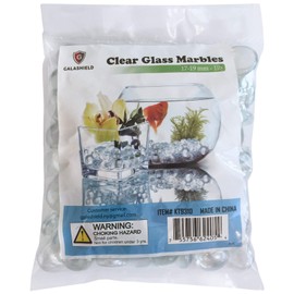 Galashield Glass Flat Clear Marbles Glass Pebbles Gems for Vase Fillers Stones Rocks (1 lb Bag / 100 Stones)