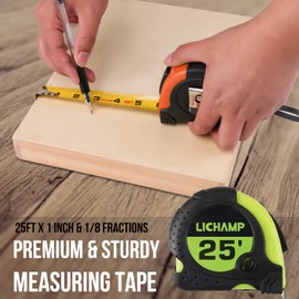 LICHAMP Tape Measure 25 ft, 6 Pack Bulk Easy Read Measuring Tape Retractable with Fractions 1/8, Multipack Measurement Tapes 25-Foot by 1-Inch, C6GN