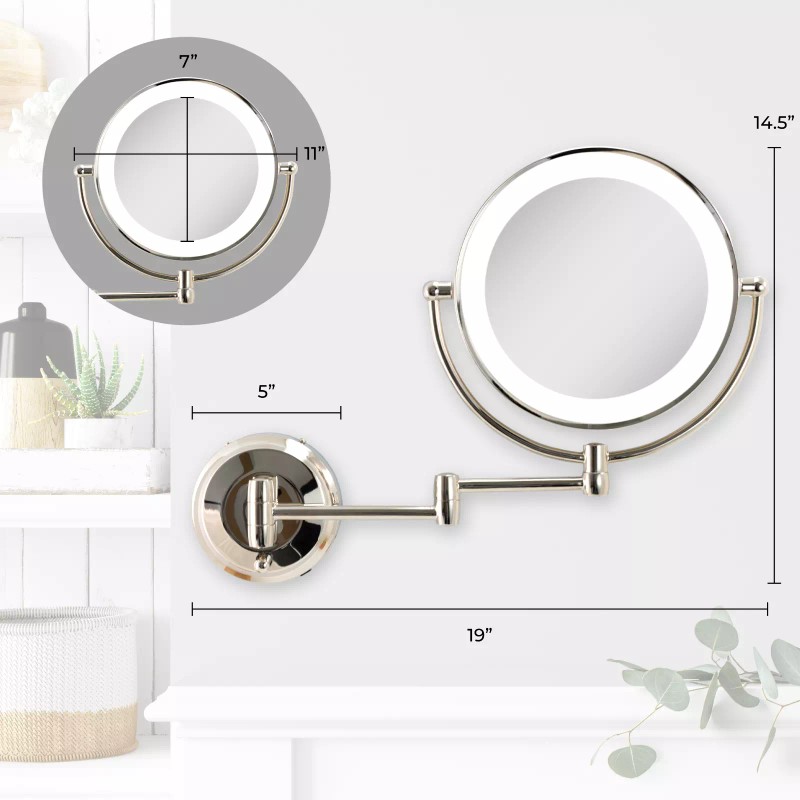 Zadro LED Wall Mounted Makeup Mirror w/ 10X/1X Magnification &