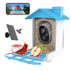 Smart Bird Feeder with Camera Solar Powered Ai Identify 10,000+ Species Auto Capture Video & Image Instant Notification Gifts for Bird Lovers