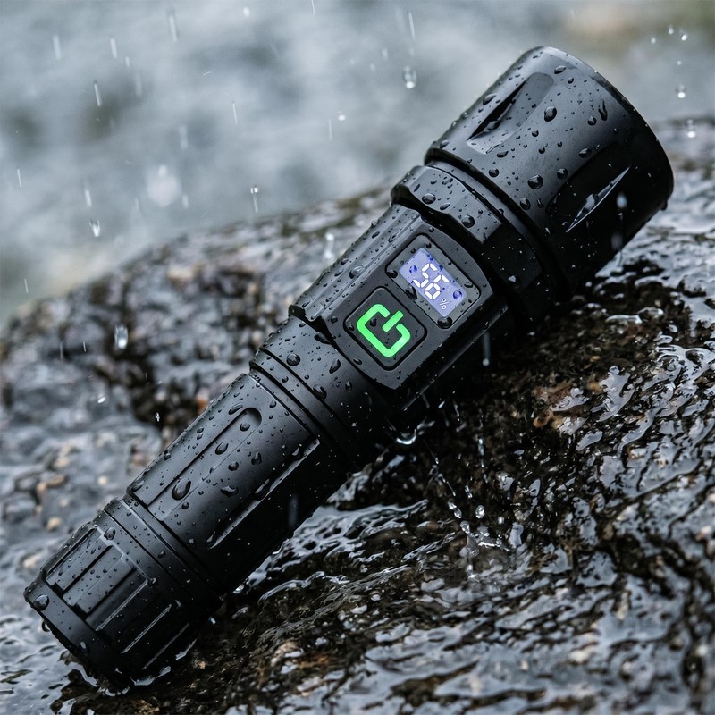 Rechargeable LED Flashlight High Lumens with Holster , Digital Power