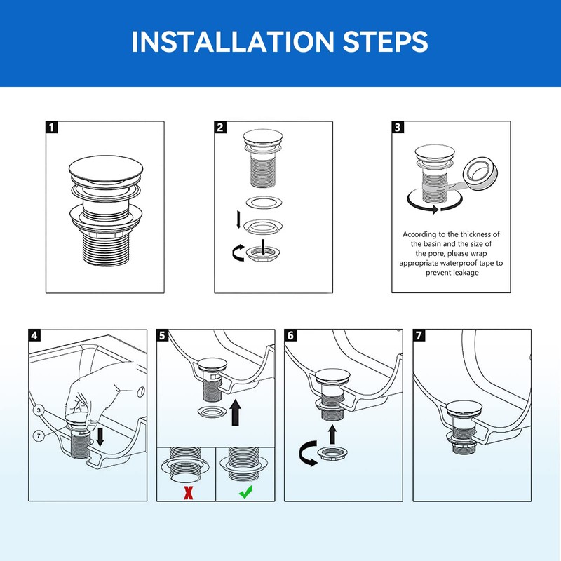 KULACO Drain Fitting Sink Without Overflow, Pop Up Valve Drain