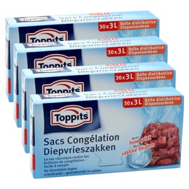 Toppits Deep Freezer Bags 3L (25 x 27 cm), Pack of 4 (4 x 30 Bags)