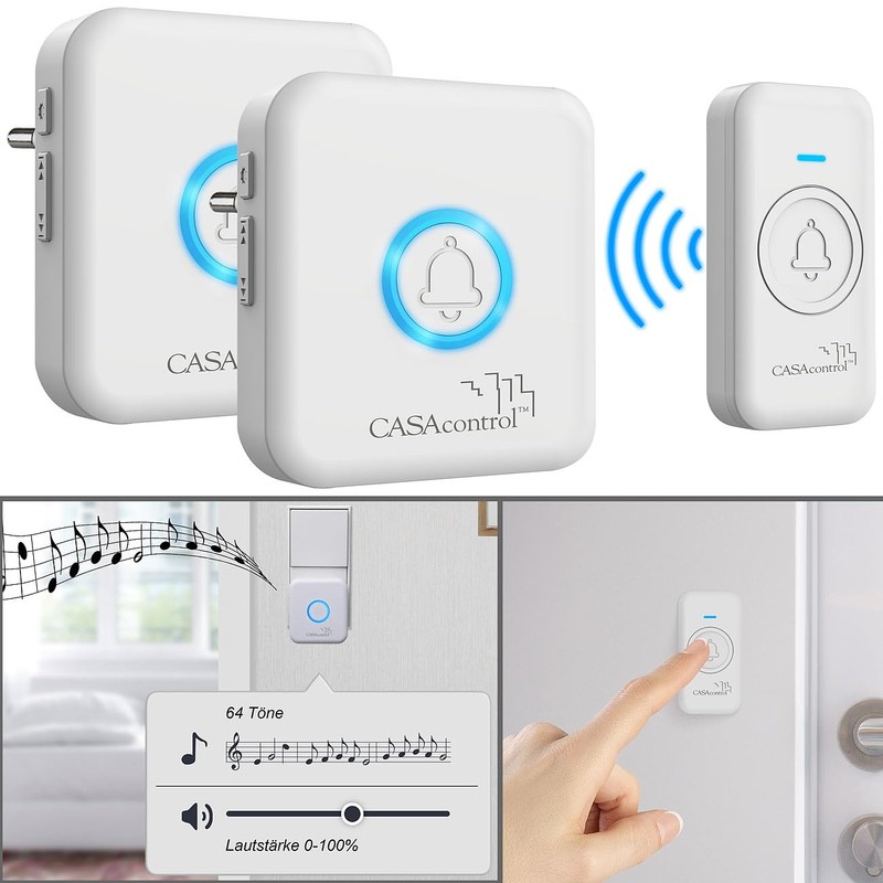 CASAcontrol Wireless Bell Light Signal: Wireless Bell Button & 2
