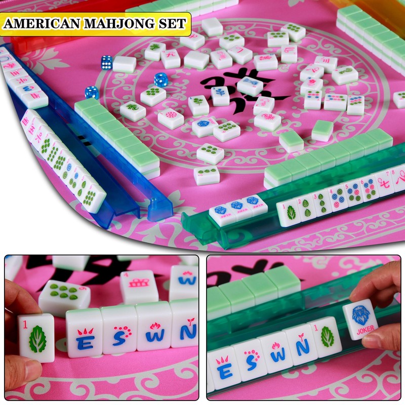 YINIUREN Mahjong Tile Set Green American Mahjong Tile Set