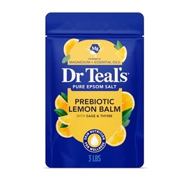 Dr Teal's Pure Epsom Salt Soaking Solution Prebiotic Lemon Balm with Essential Oils 3Lb 1.36Kg