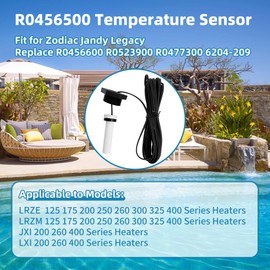 Upgraded R0456500, Replace R0456600 R0523900 R0477300 6204-209 Thermistor Sensor, Compatible with Zodiac Jandy Legacy LRZE/LRZM/JXI/LXI 125 175 200 250 260 300 325 400 Pool/Spa Heaters.