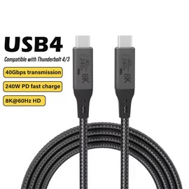 Tek Styz PRO USB4 USBC/PD 8K 240Watt Power Data Cable Compatible with Sony SRS-NB10 Plus 40Gbps Thunderbolt 4 Super Hi-Speed Safe Certified Charging and Data Transfers! (5Ft/1.5M)