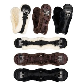 Equinate Luke Saddle Girth with Real Lambskin - Anatomical Short Girth Belly Belt Dressage Girth 50 60 70 80 cm Natural Brown Black (60 cm Natural)