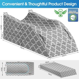 CloudBliss Leg Pillow, Leg Elevation Pillow for After Surgery, Adjustable Cooling Memory Foam with Summer Ice Sick Cover, Wedge Pillow for Blood Circulation, Knee Pillows for Back Knee Grey