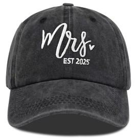 Follner Mrs Hat for Bride, Mrs, Bride to Be, Wife - Black Baseball Cap - All Seasons - Breathable, Lightweight, Stylish - Women, Brides, Wedding Attendees