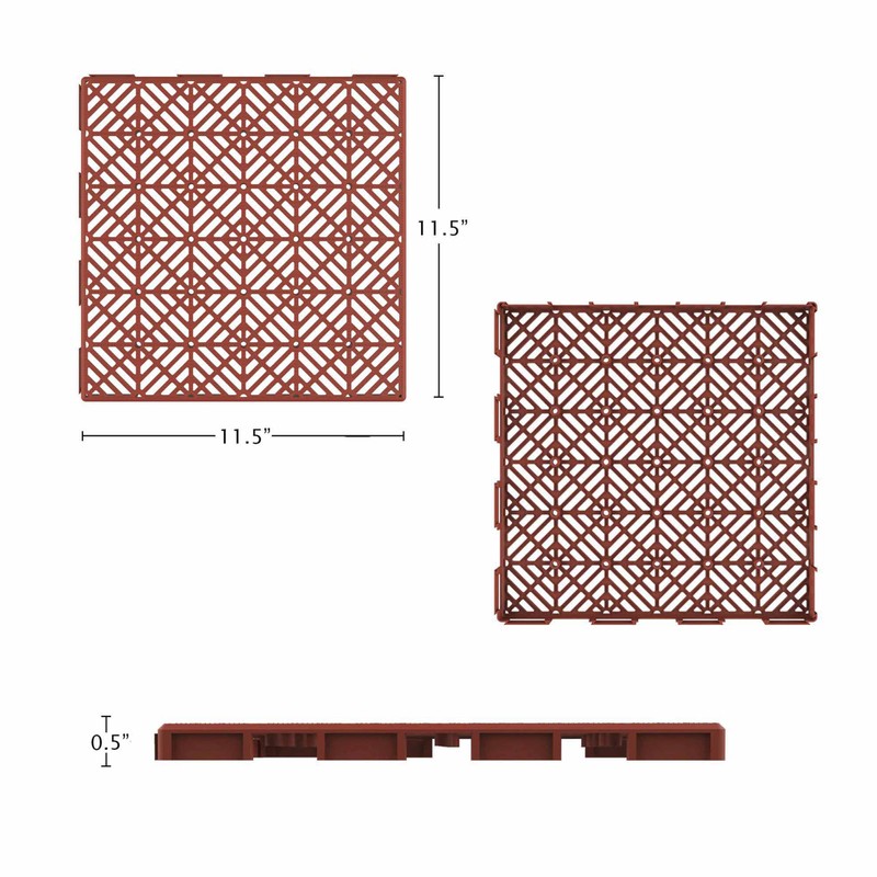 Pure Garden Deck Tiles - 6-Pack Pavers - Polypropylene Interlocking
