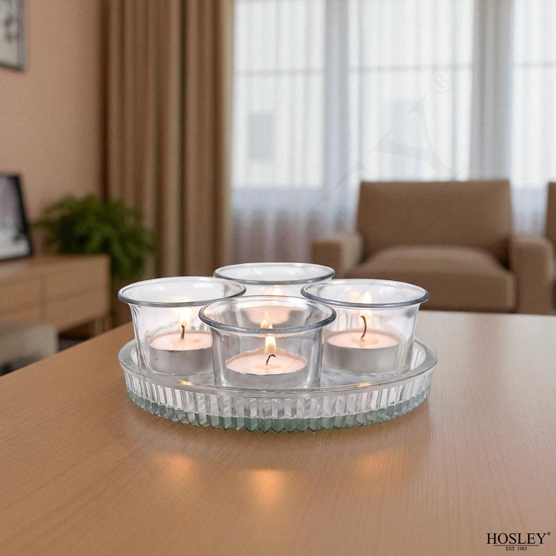 Hosley 2.5 Inch Diameter Clear Glass Oyster Tea Light Holders