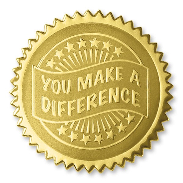PaperDirect Embossed You Make a Difference Certificate Seals, 102 Pack (Gold)