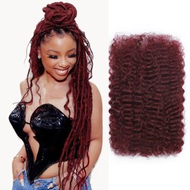24 Inch 1 Pack 30 Gram Afro Kinkys Bulk Human Hair For Dreadlocks, Loc Repair, Dreadlocks Extensions, Red Afro Kinky 100% Human Hair Bleach Before Dyeing For Micro Twist Braiding Afro Kinky Hair