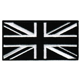 Cypress Collectibles - United Kingdom Black Flag Patch - Premium Embroidered Appliqué - UK Velcro®-Brand Fasteners Patches - Dimensions: 3.5" x 1.75"
