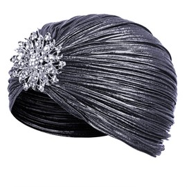 CROWN GUIDE 1920s Gatsby Headpiece Crystal Roaring 20s Costumes Accessories Flapper Cap Exotic Hair Wraps Grey
