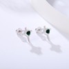 925 Sterling Silver Cross Earrings Screw Back with Heart CZ