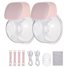 2PCS Wearable Electric Breast Pump Silent Invisible Hands Free Breast Pump 2 Modes 5 Levels Adjustable with 24mm Flange for Home Travel
