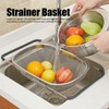 Over The Sink Colander Stainless Steel Telescopic Strainer Basket Rubber